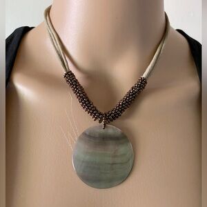 LIA SOPHIA ‘Harvest Moon’ Mother of Pearls And Beads Boho Choker Necklace